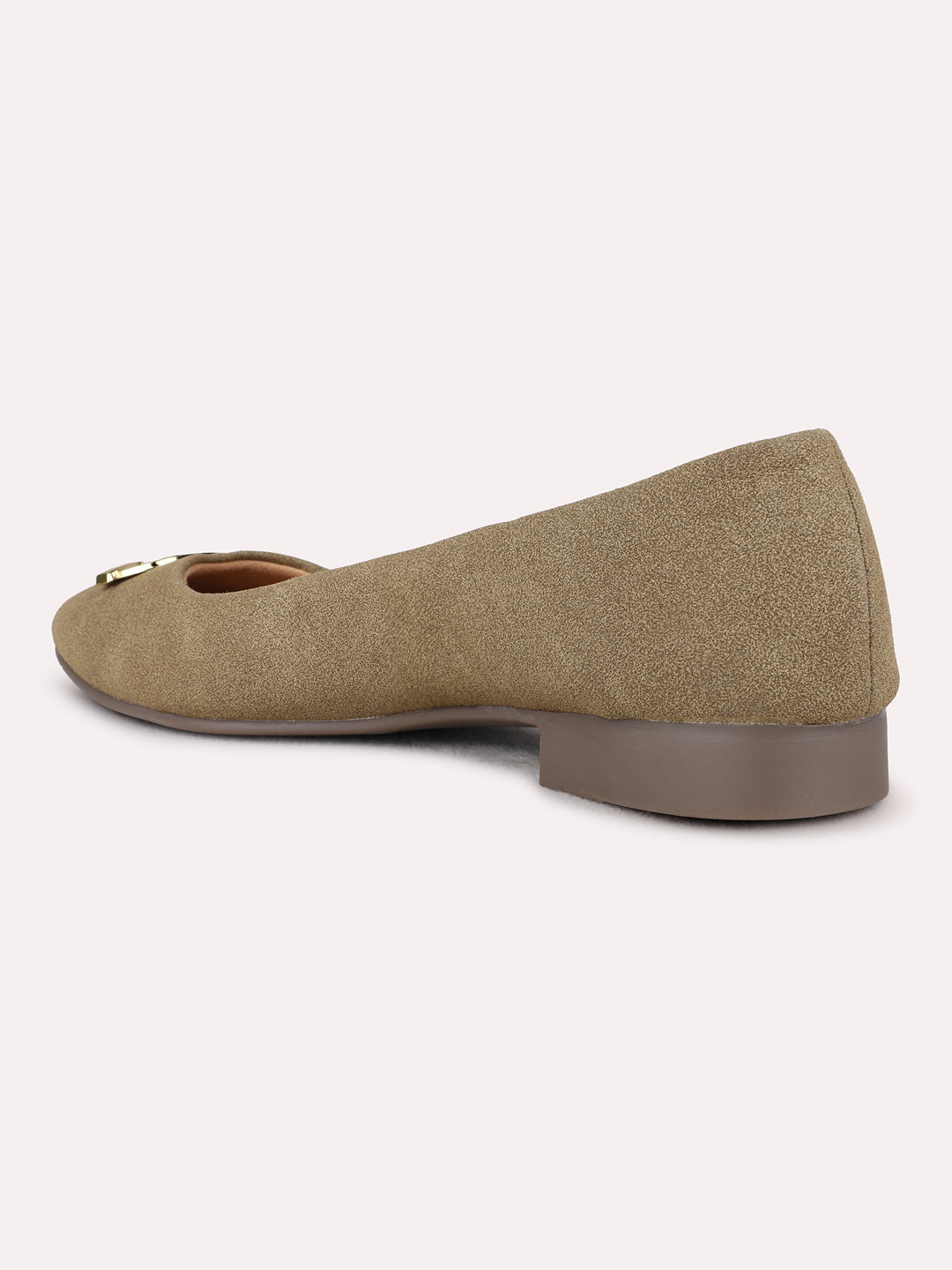 Womens Green Casual Solid Round Toe Flat Ballerinas