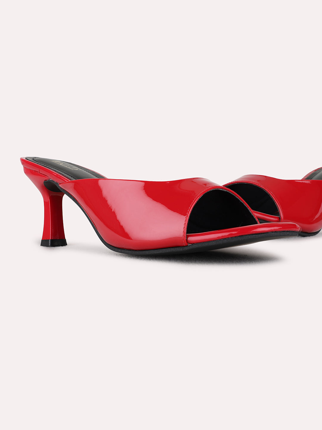 Womens Red Party Wear Solid Round Toe Kitten Heel Sandals