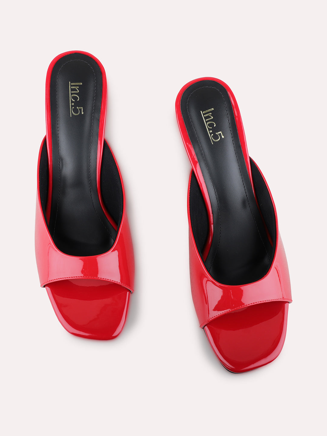 Womens Red Party Wear Solid Round Toe Kitten Heel Sandals