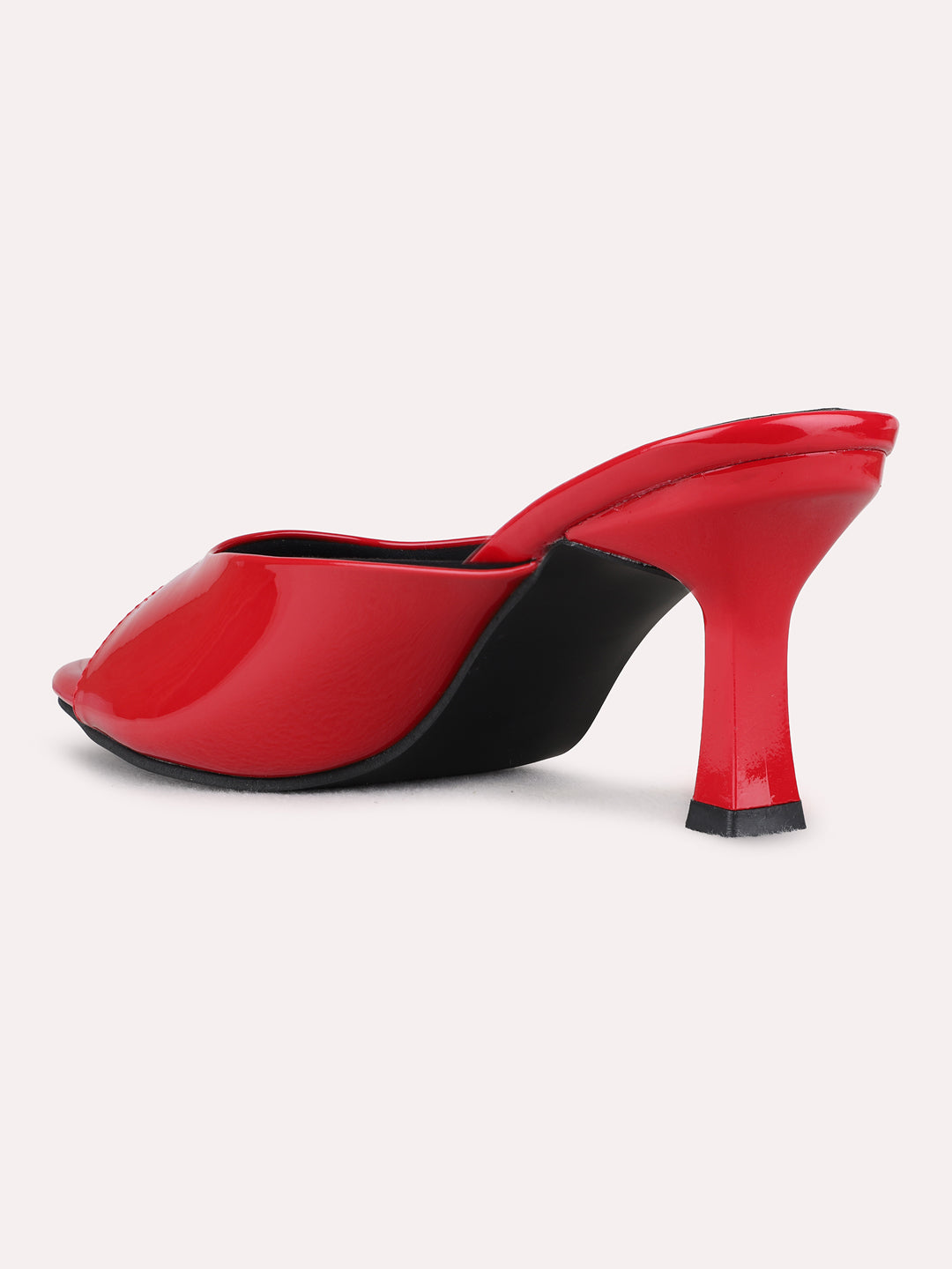 Womens Red Party Wear Solid Round Toe Kitten Heels