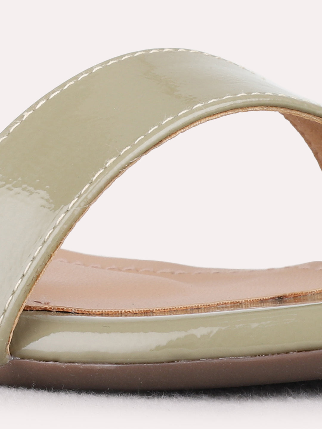 Womens Green Party wear Solid Round Toe Block Heels