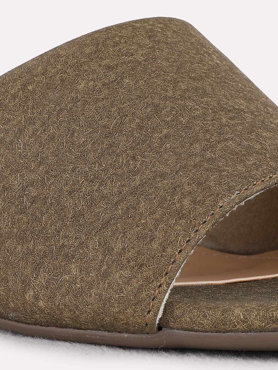 Womens Green Party Wear Solid Square Toe Block Heel Sandals