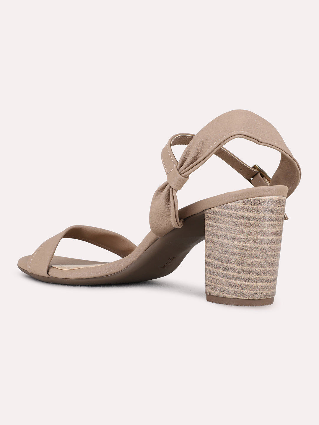 Womens Brown Party Wear Solid Square Toe Block Heels
