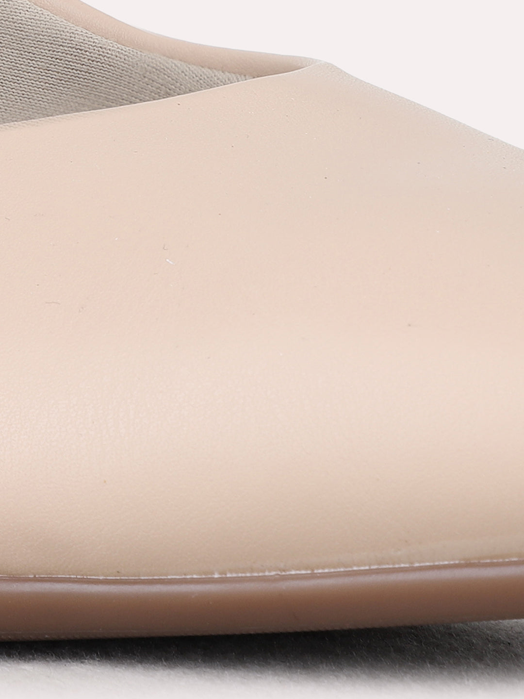 Womens Beige Party Wear Solid Pattern Block Heel Pumps