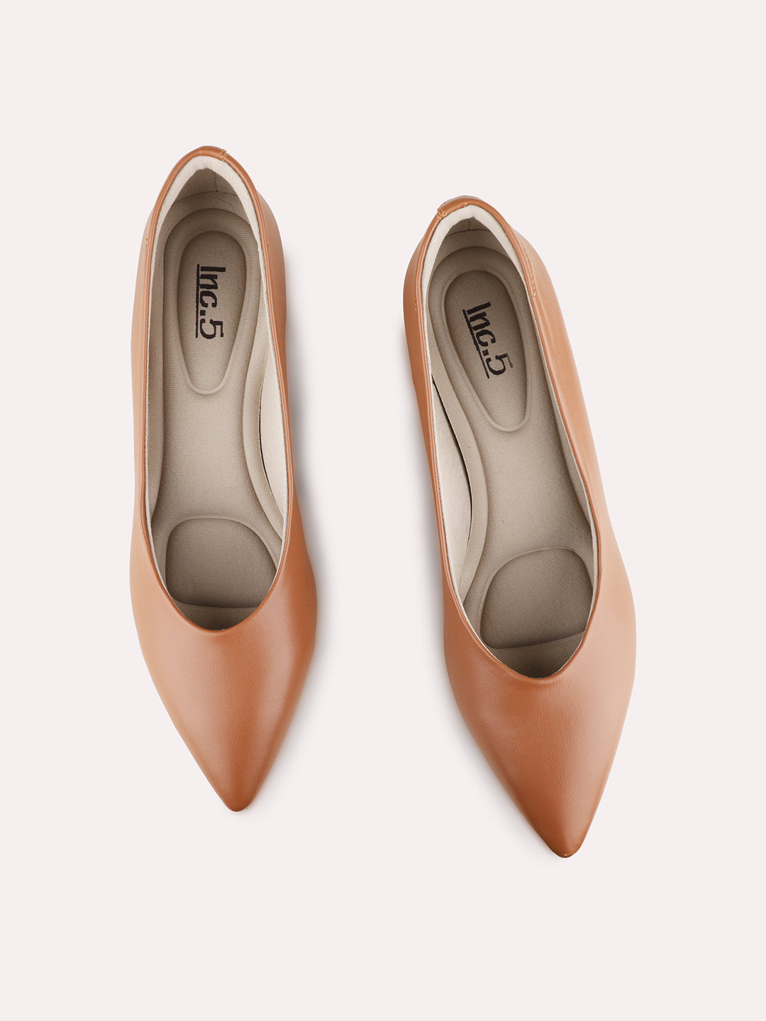 Womens Tan Party Wear Solid Pointed Toe Block Heel Pumps