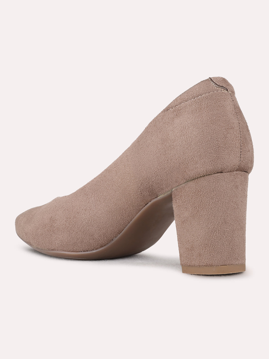 Womens Beige Party Wear Solid Pointed Toe Pumps