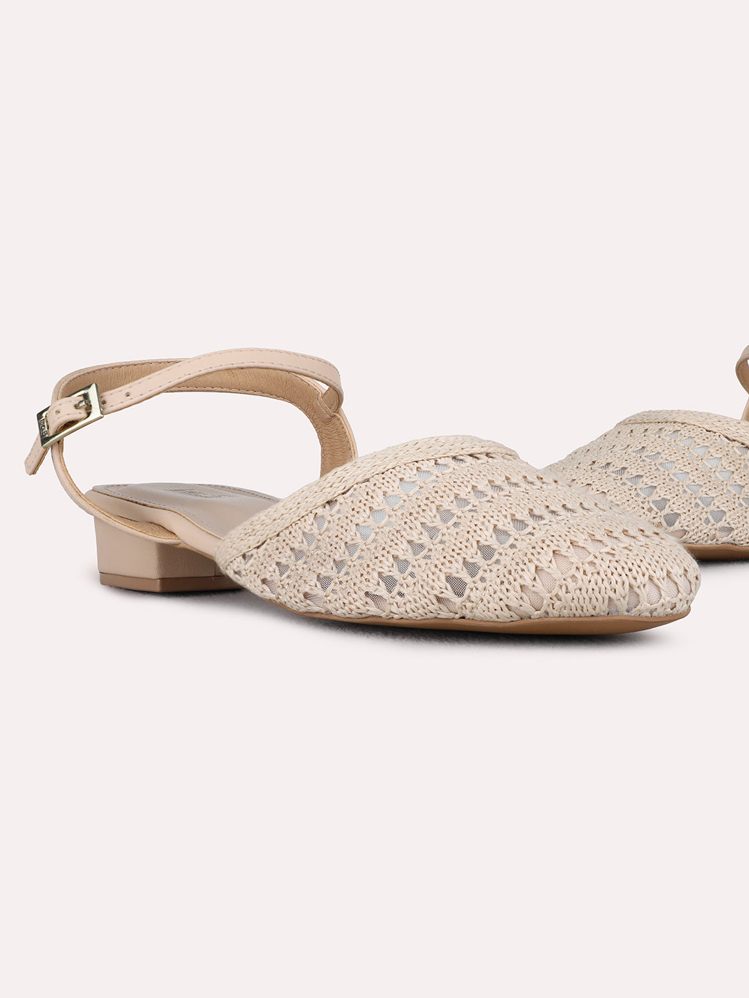 Womens Beige Party Wear Solid Pattern Block Heels