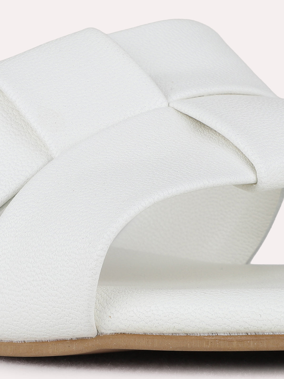 Womens White Party Wear Solid Square Toe Block Heels