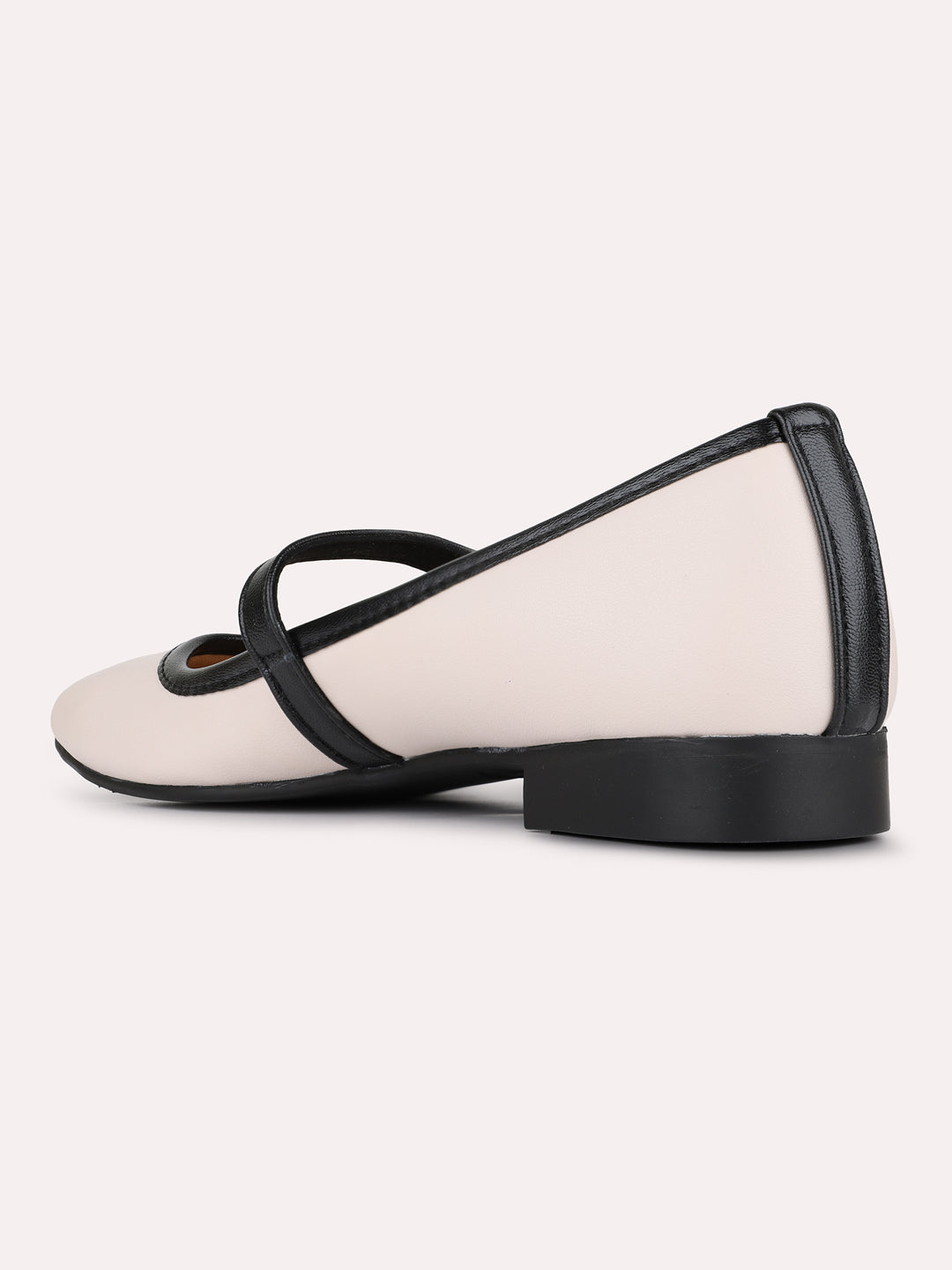 Womens Cream Casual Solid Round Toe Ballerinas