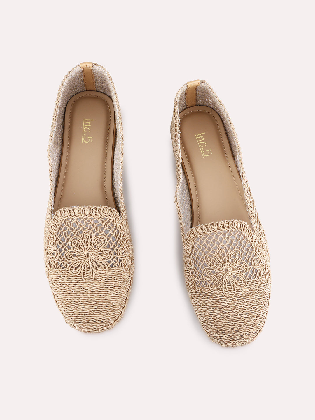 Womens Tan Casual Solid Pointed Toe Flat Ballerinas