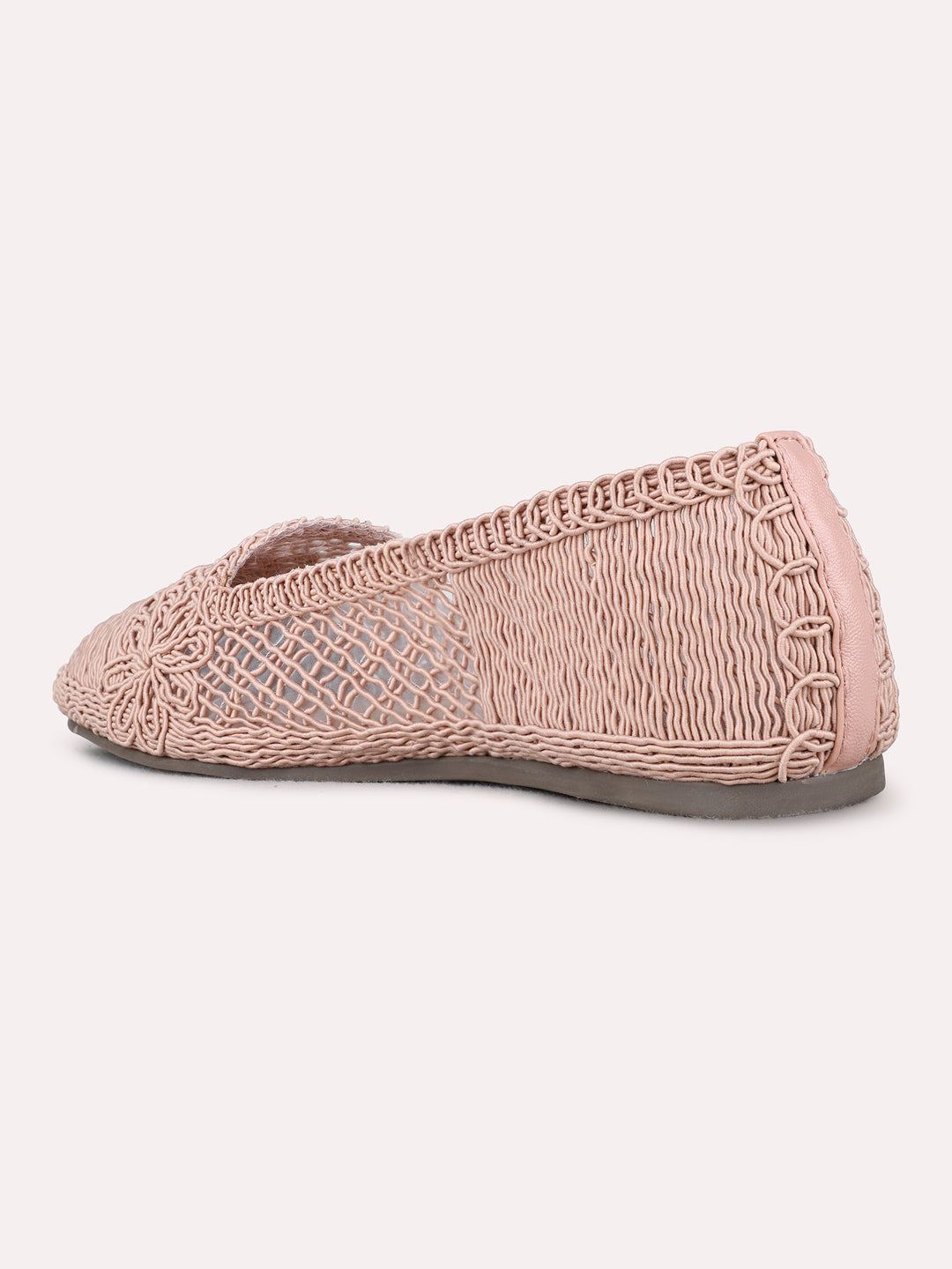 Womens Peach Casual Solid Pointed Toe Flat Ballerinas