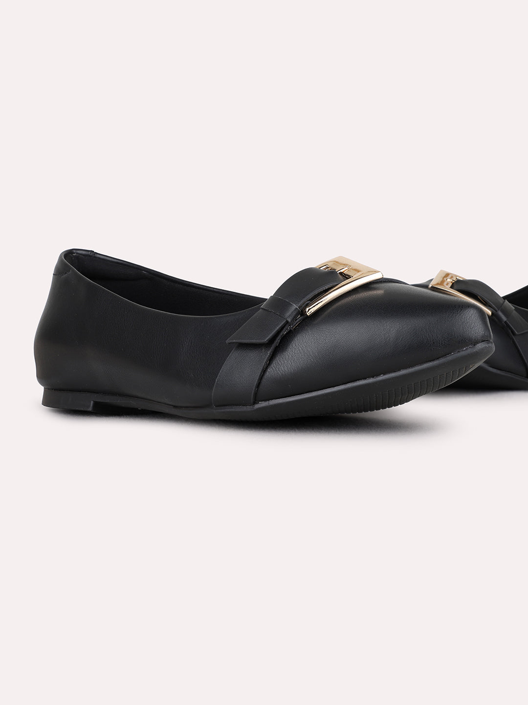 Womens Black Casual Solid Round Toe Ballerinas
