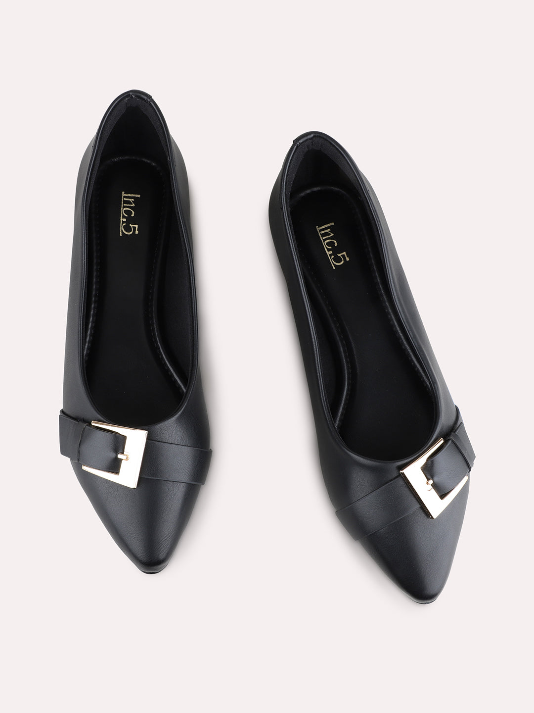 Womens Black Casual Solid Round Toe Ballerinas