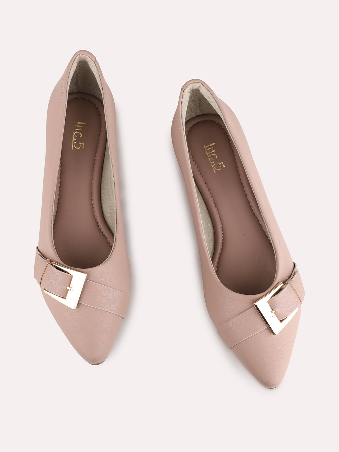 Womens Peach Casual Solid Round Toe Ballerinas