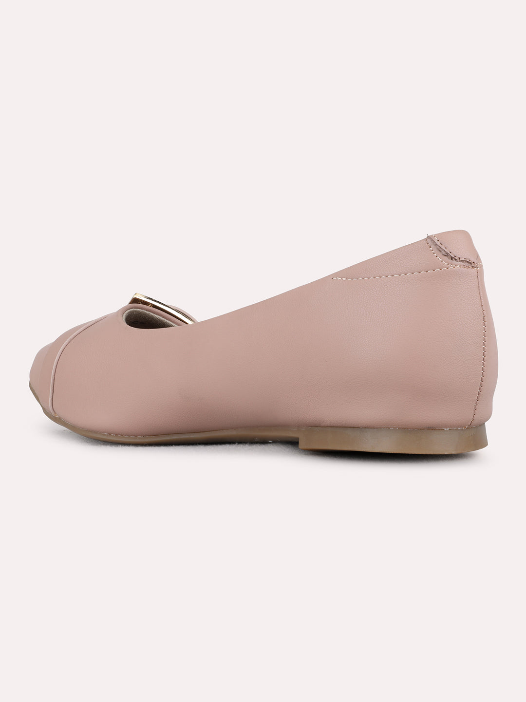 Womens Peach Casual Solid Round Toe Ballerinas