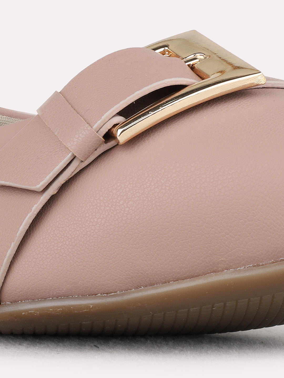 Womens Peach Casual Solid Round Toe Ballerinas
