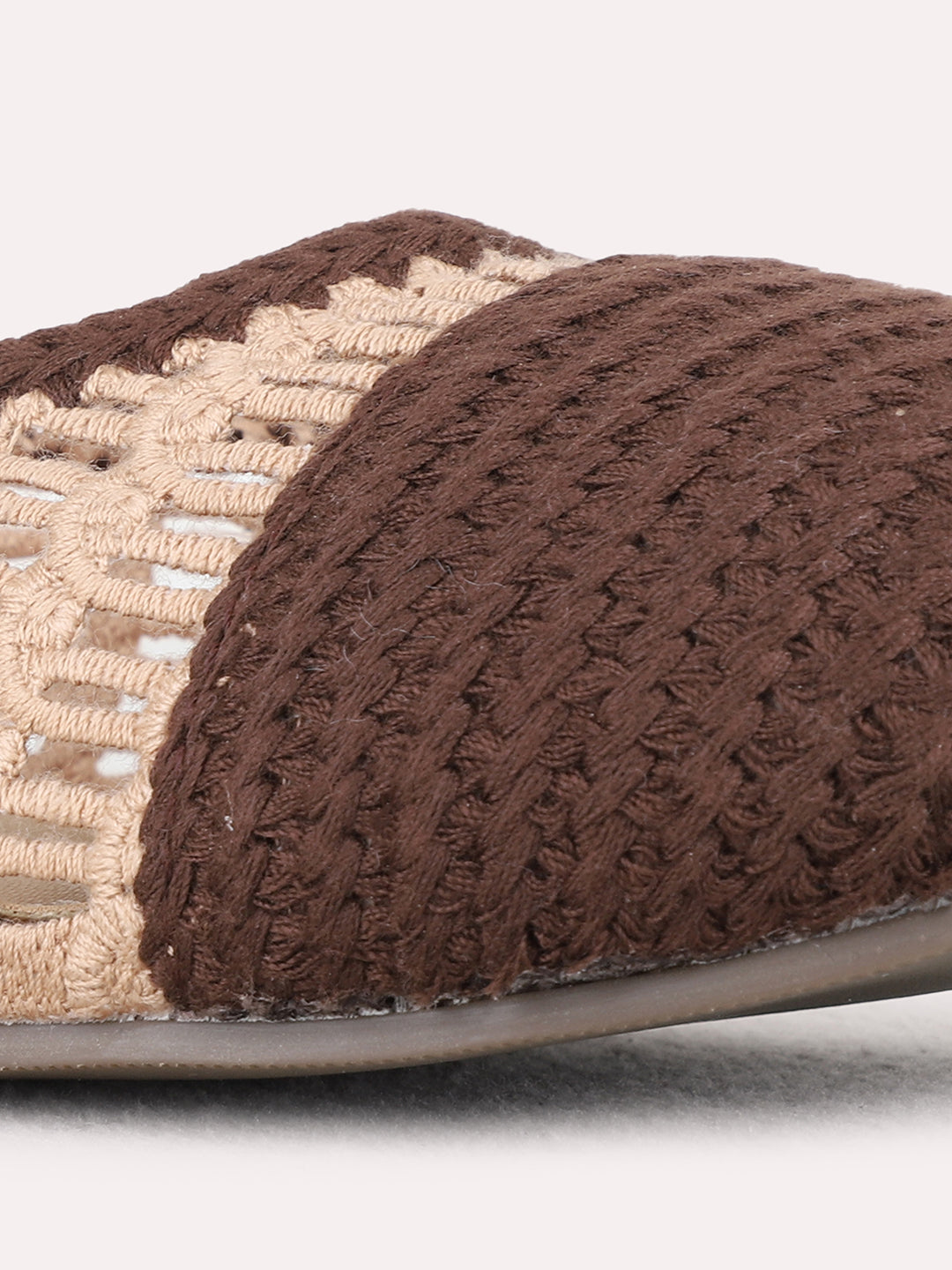 Womens Brown Casual Embellished Round Toe Ballerinas