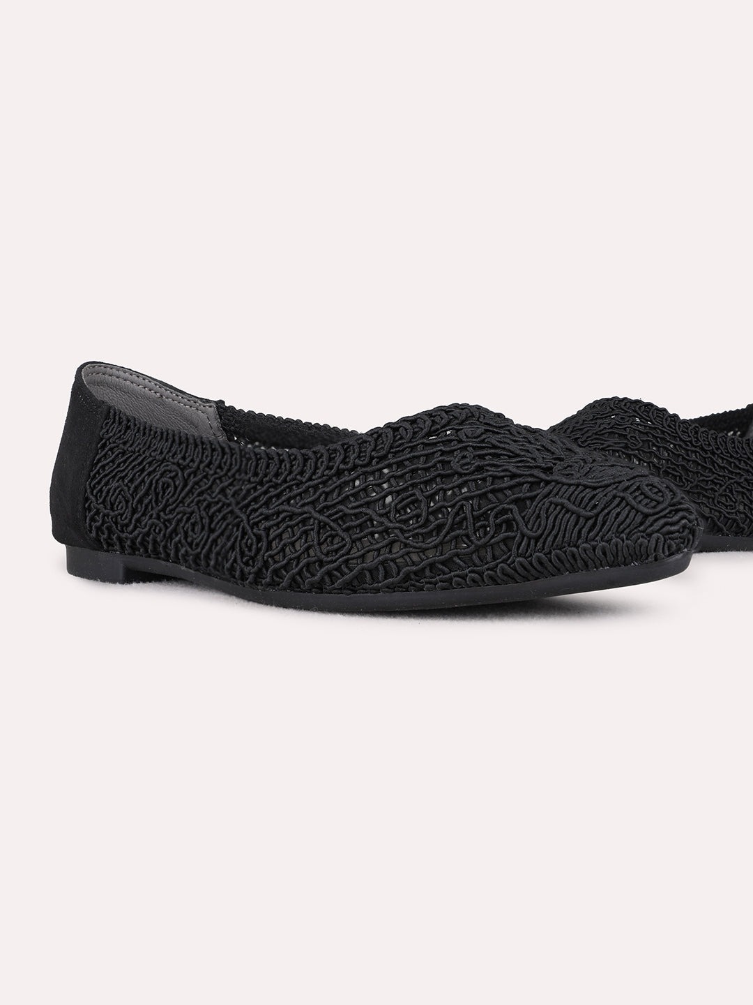 Womens Black Party Wear Solid Flat Ballerinas
