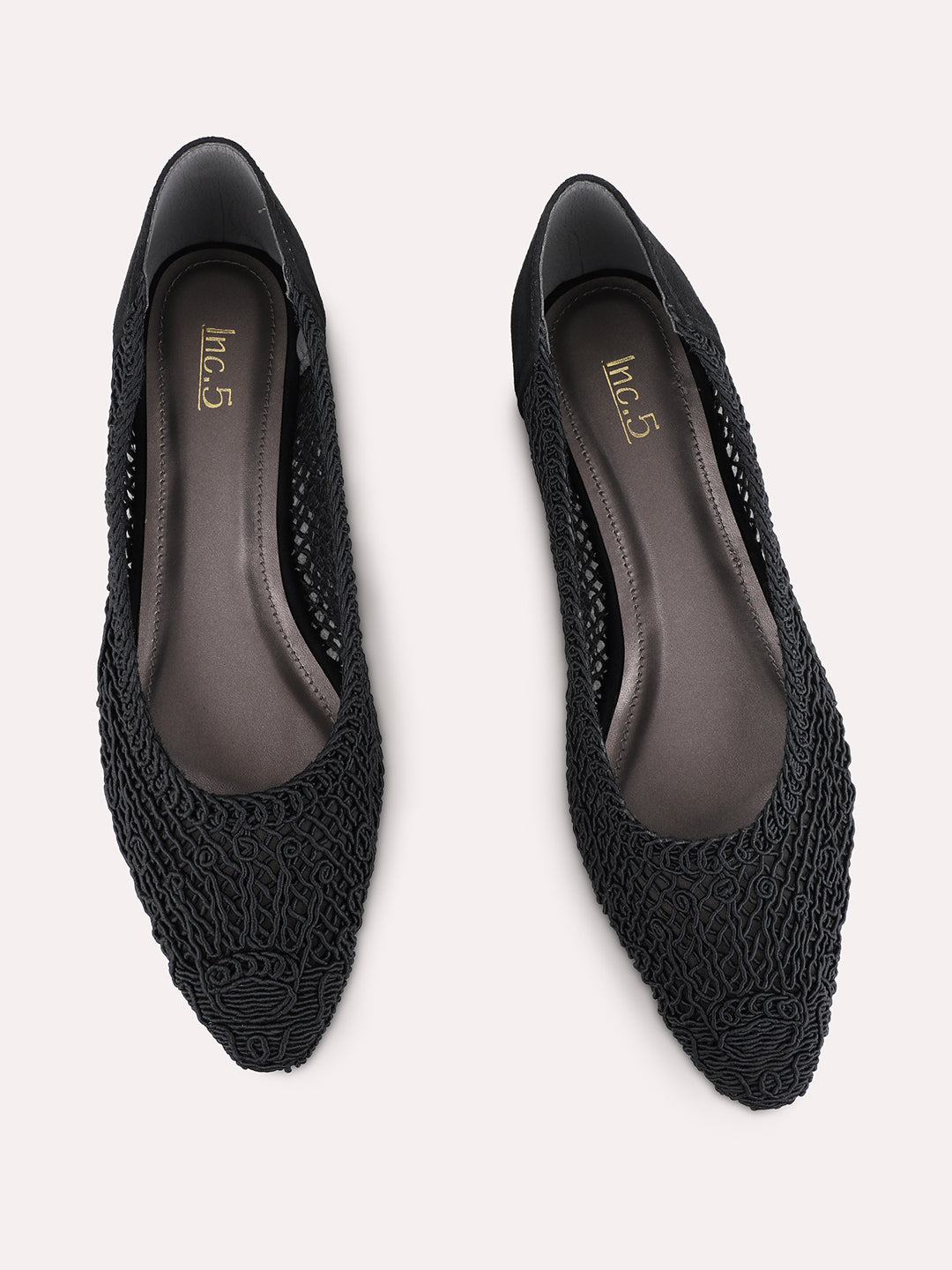 Womens Black Party Wear Solid Flat Ballerinas