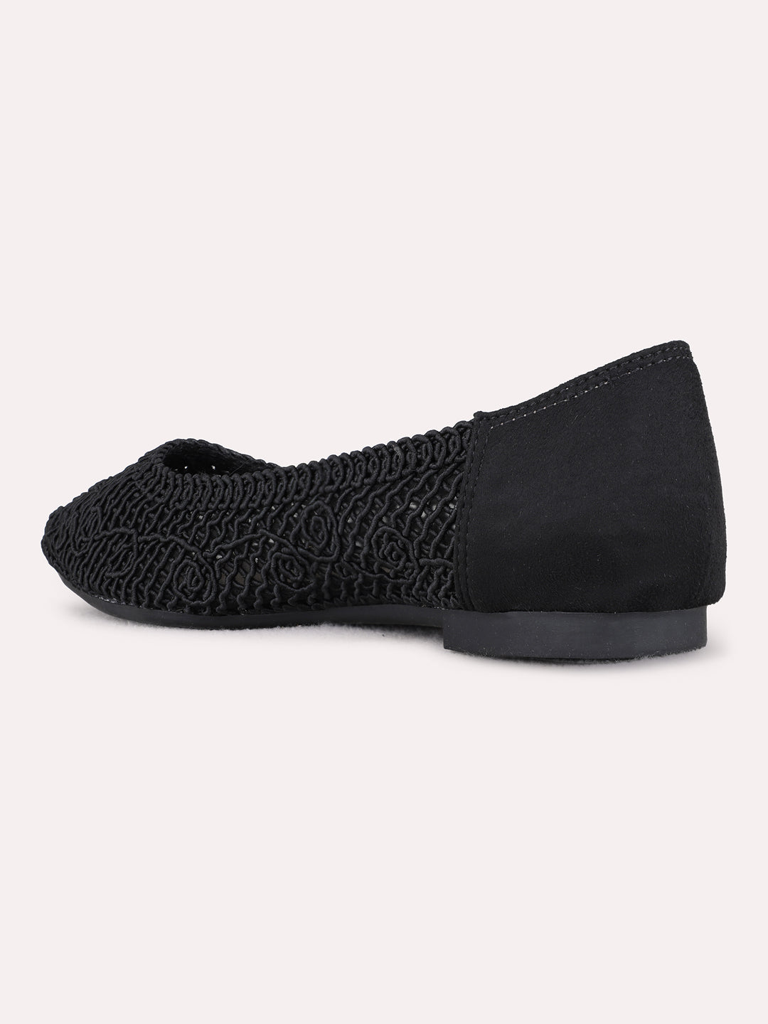 Womens Black Party Wear Solid Flat Ballerinas