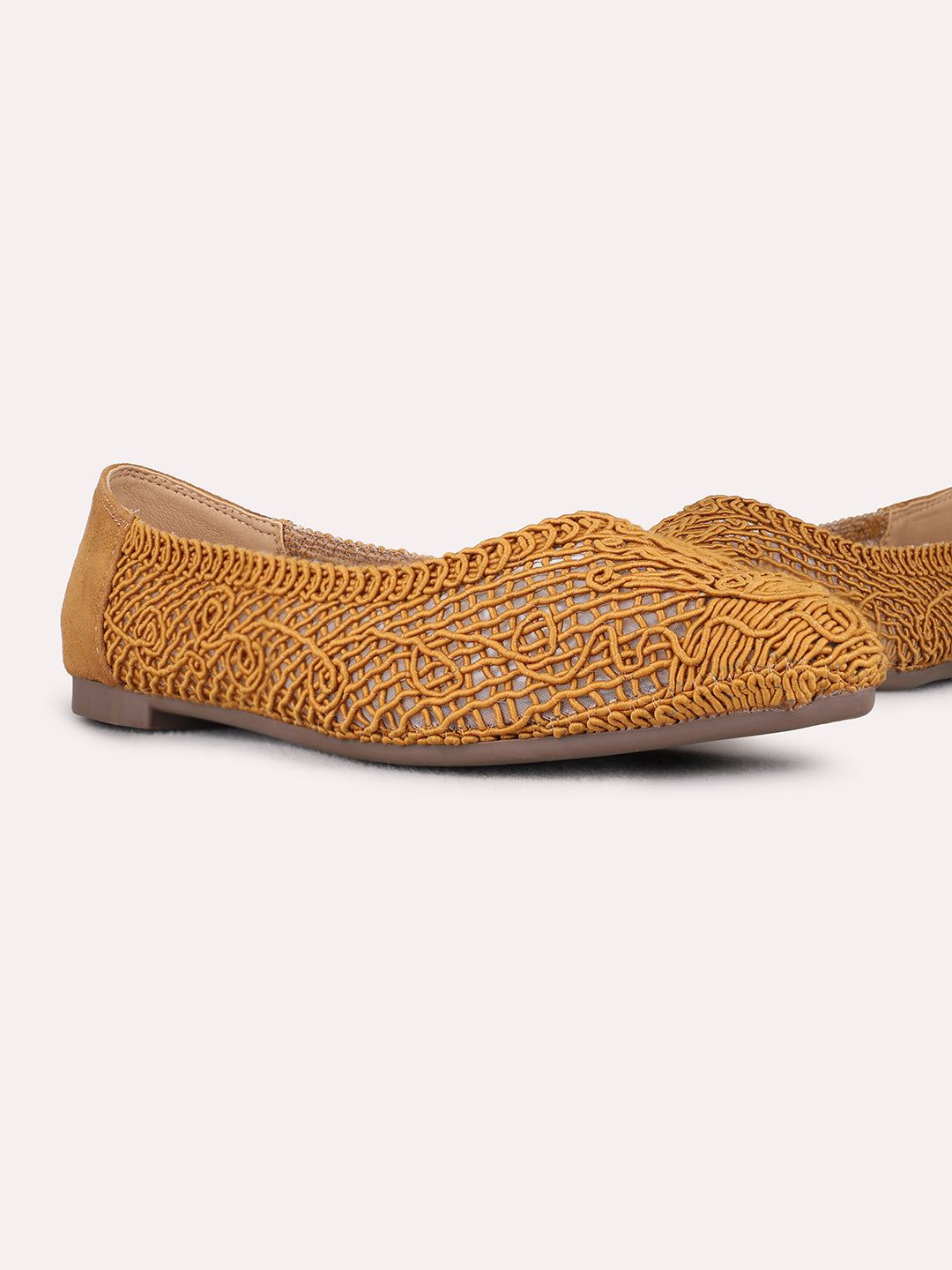 Womens Tan Party Wear Solid Flat Ballerinas