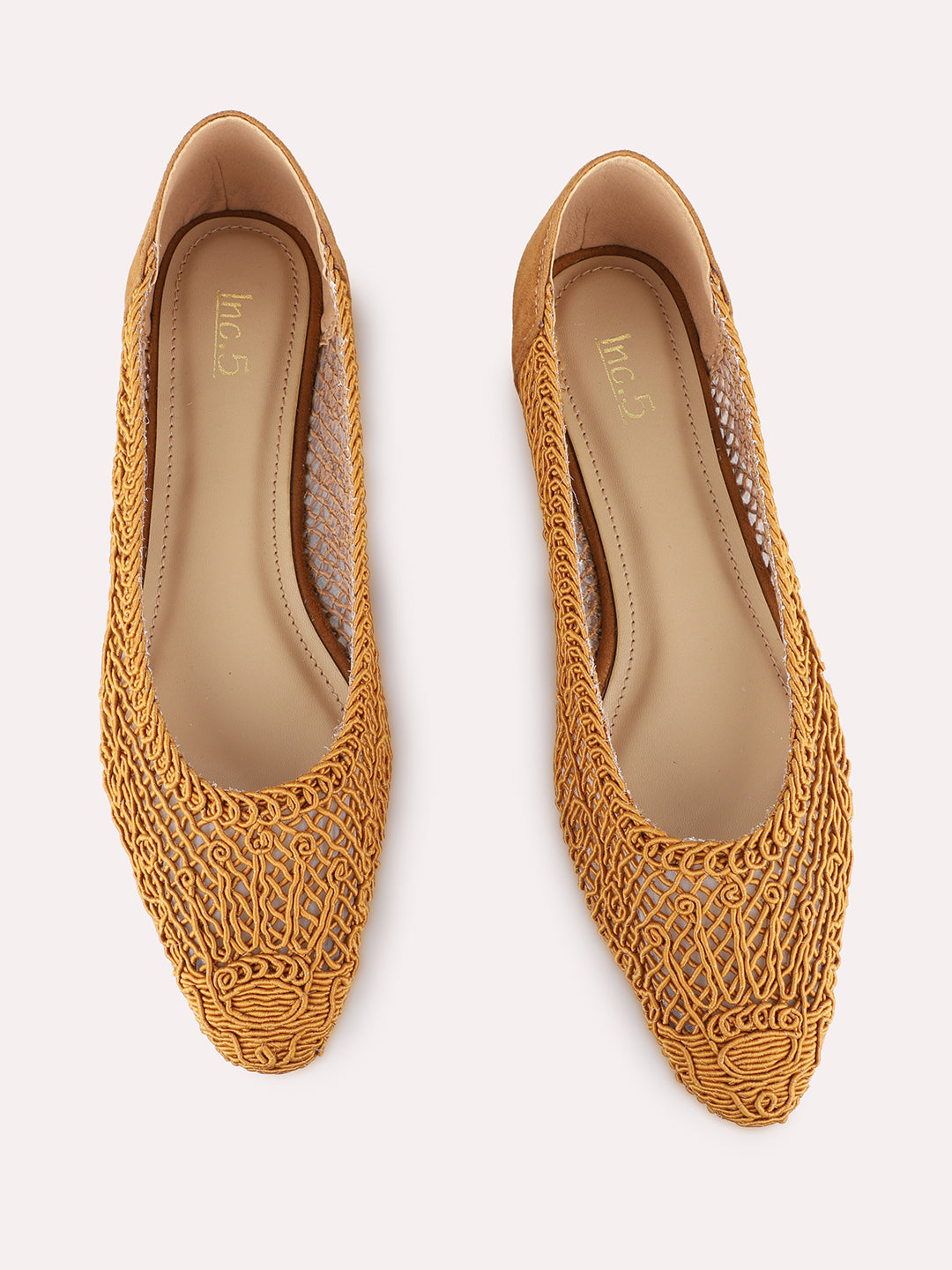 Womens Tan Party Wear Solid Flat Ballerinas