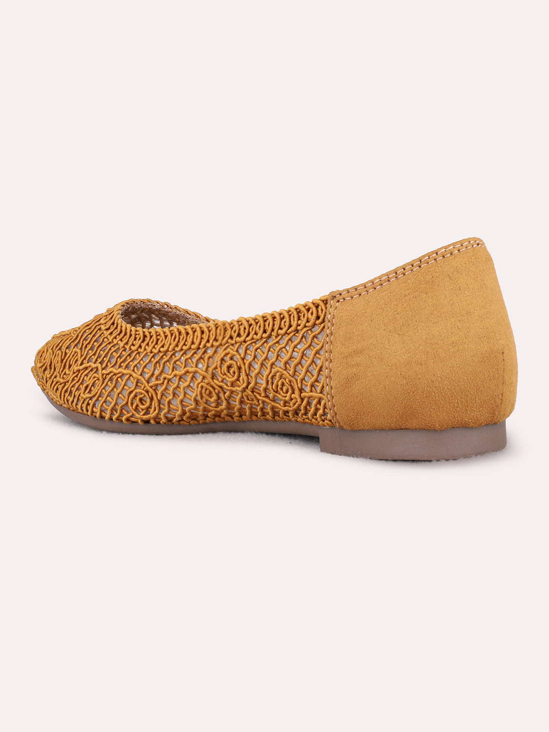 Womens Tan Party Wear Solid Flat Ballerinas