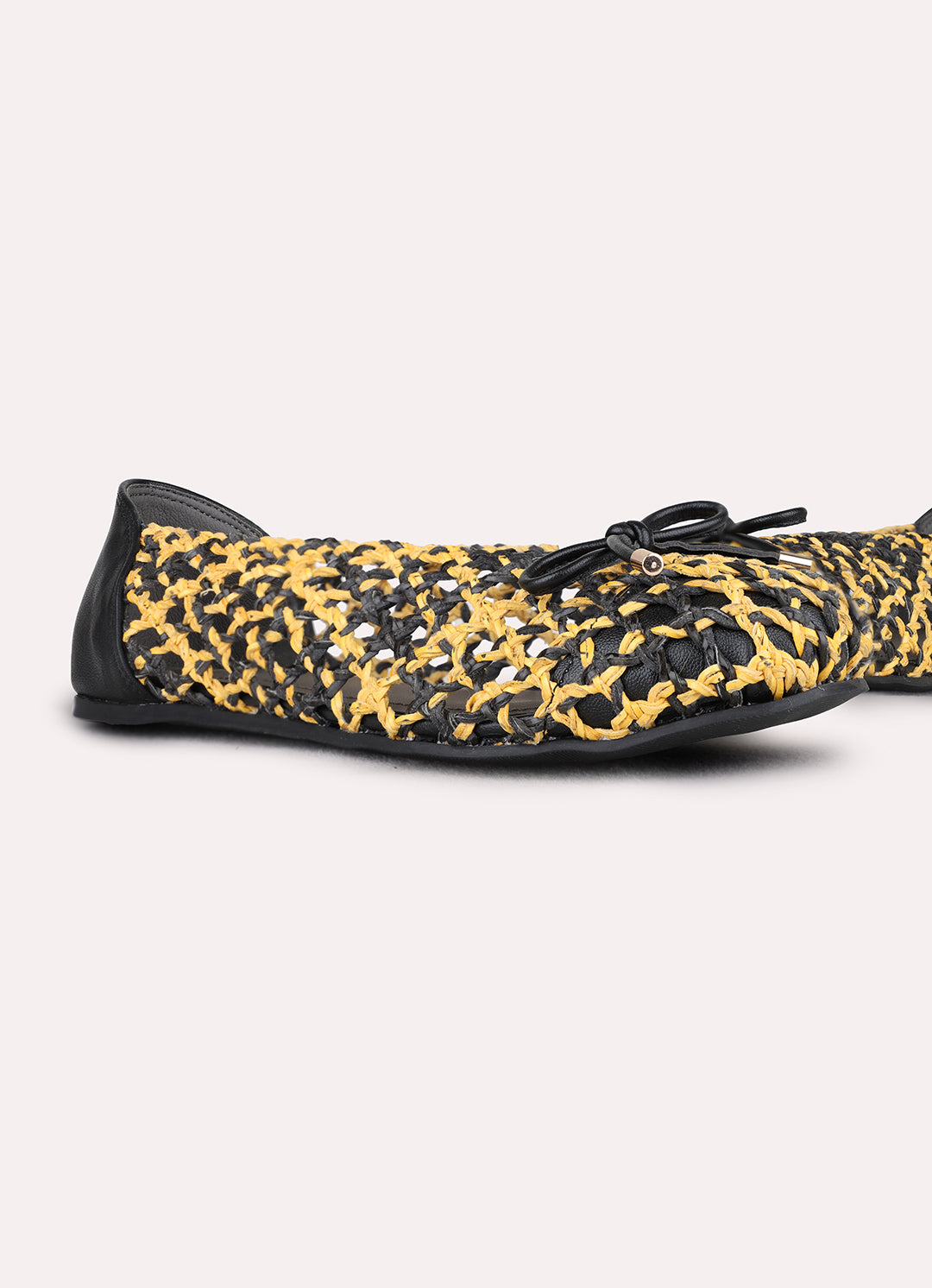 Womens Black Casual Embellished Round Toe Ballerinas