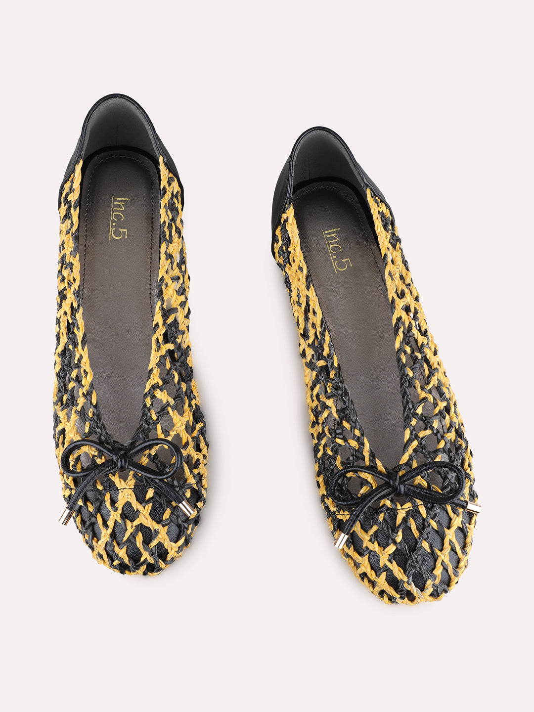 Womens Black Casual Embellished Round Toe Ballerinas