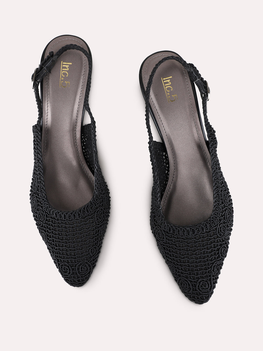 Womens Black Party Wear Solid Pointed Kitten Heel Mules