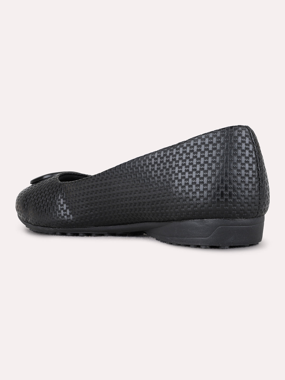 Womens Black Casual Embellished Pointed Toe Ballerinas