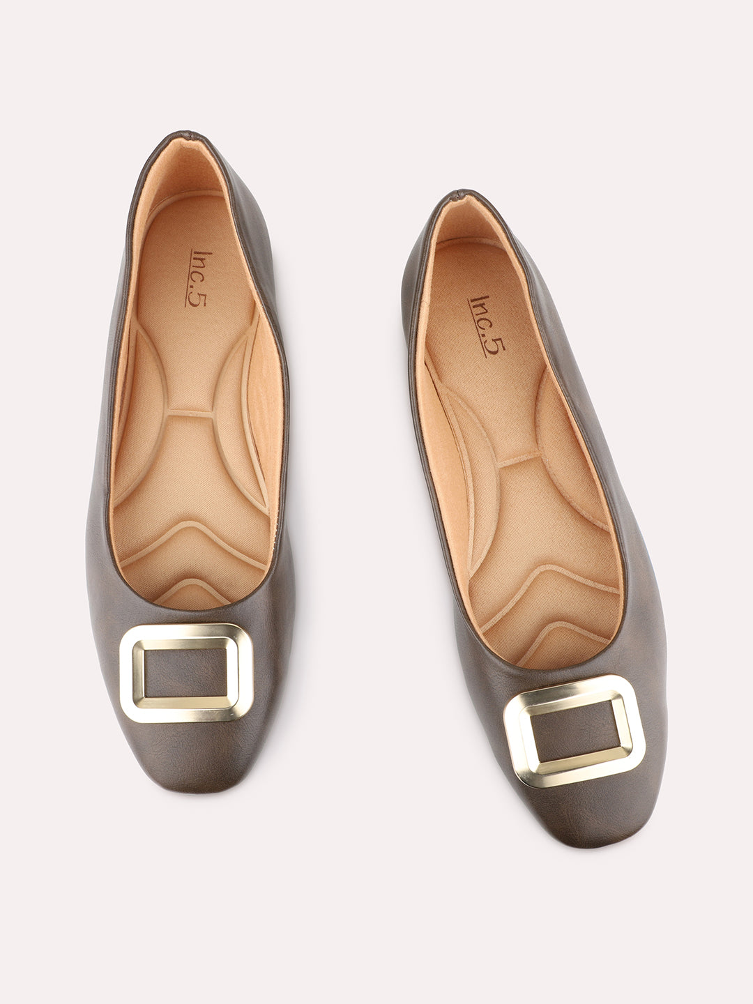 Womens Brown Casual Solid Pattern Round Toe Ballerinas