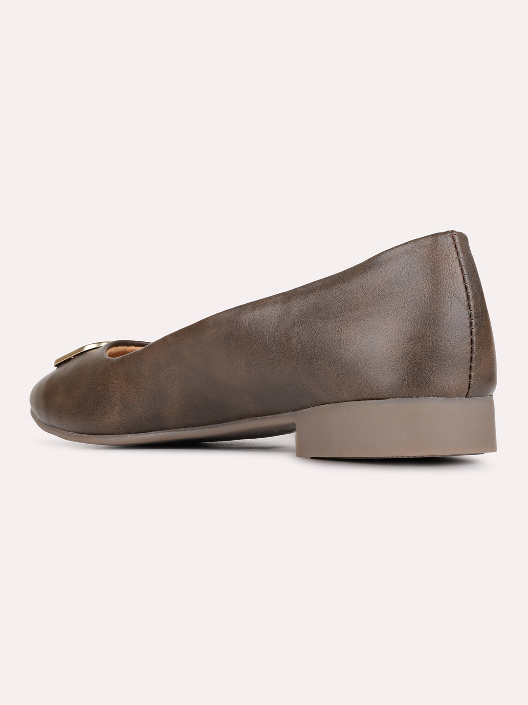 Womens Brown Casual Solid Pattern Round Toe Ballerinas