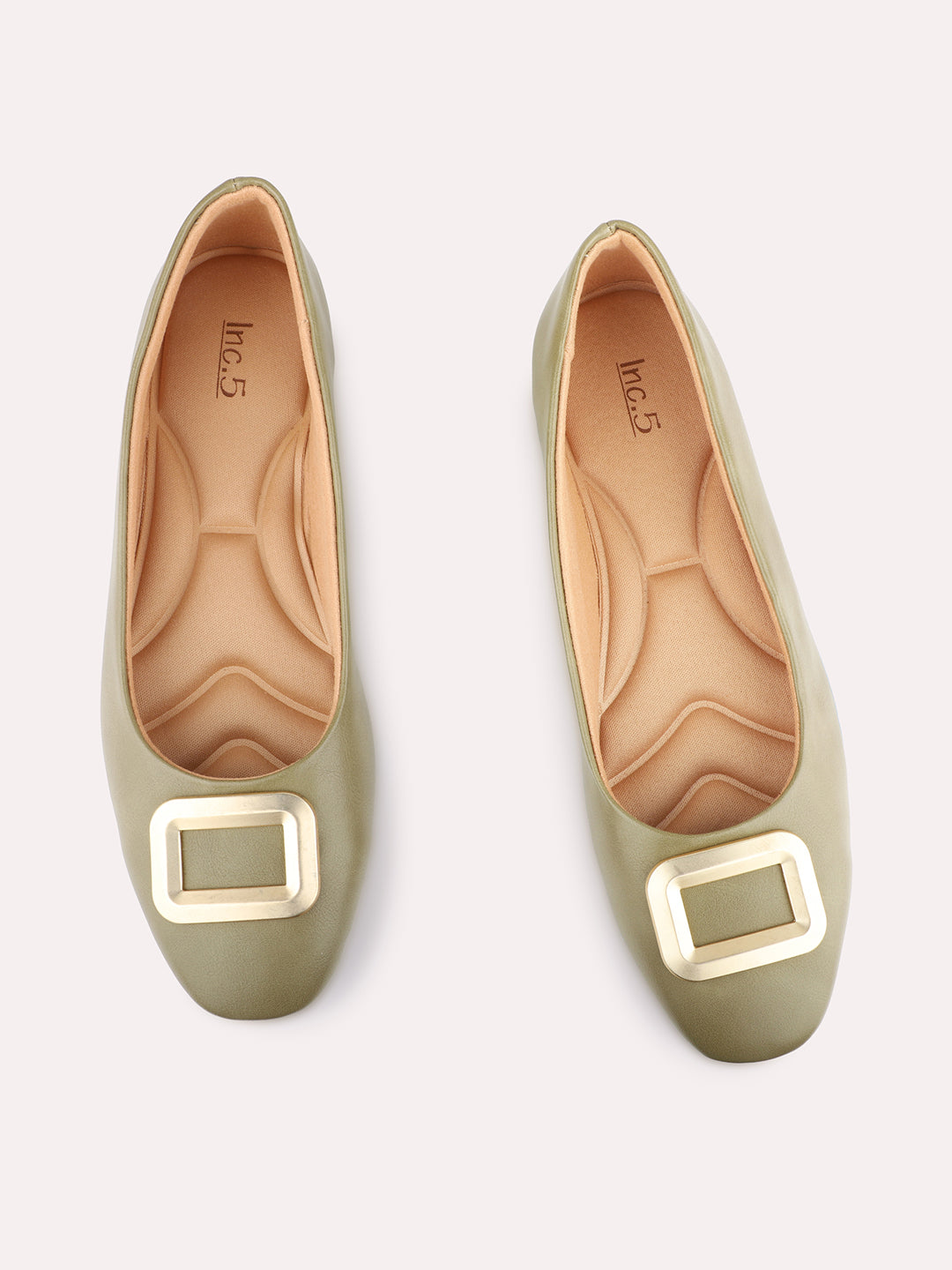 Womens Green Casual Solid Round Toe Ballerinas