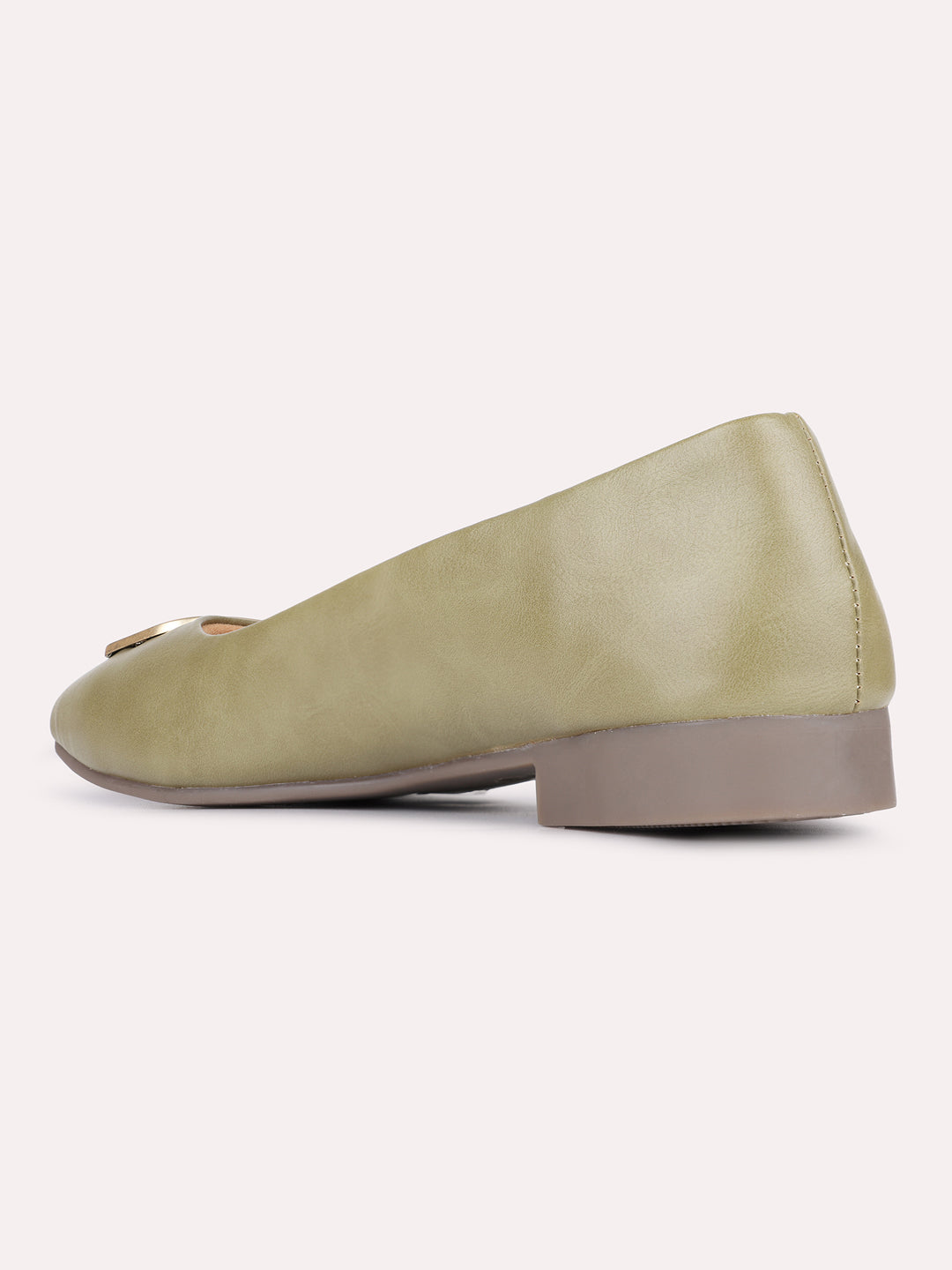 Womens Green Casual Solid Round Toe Ballerinas