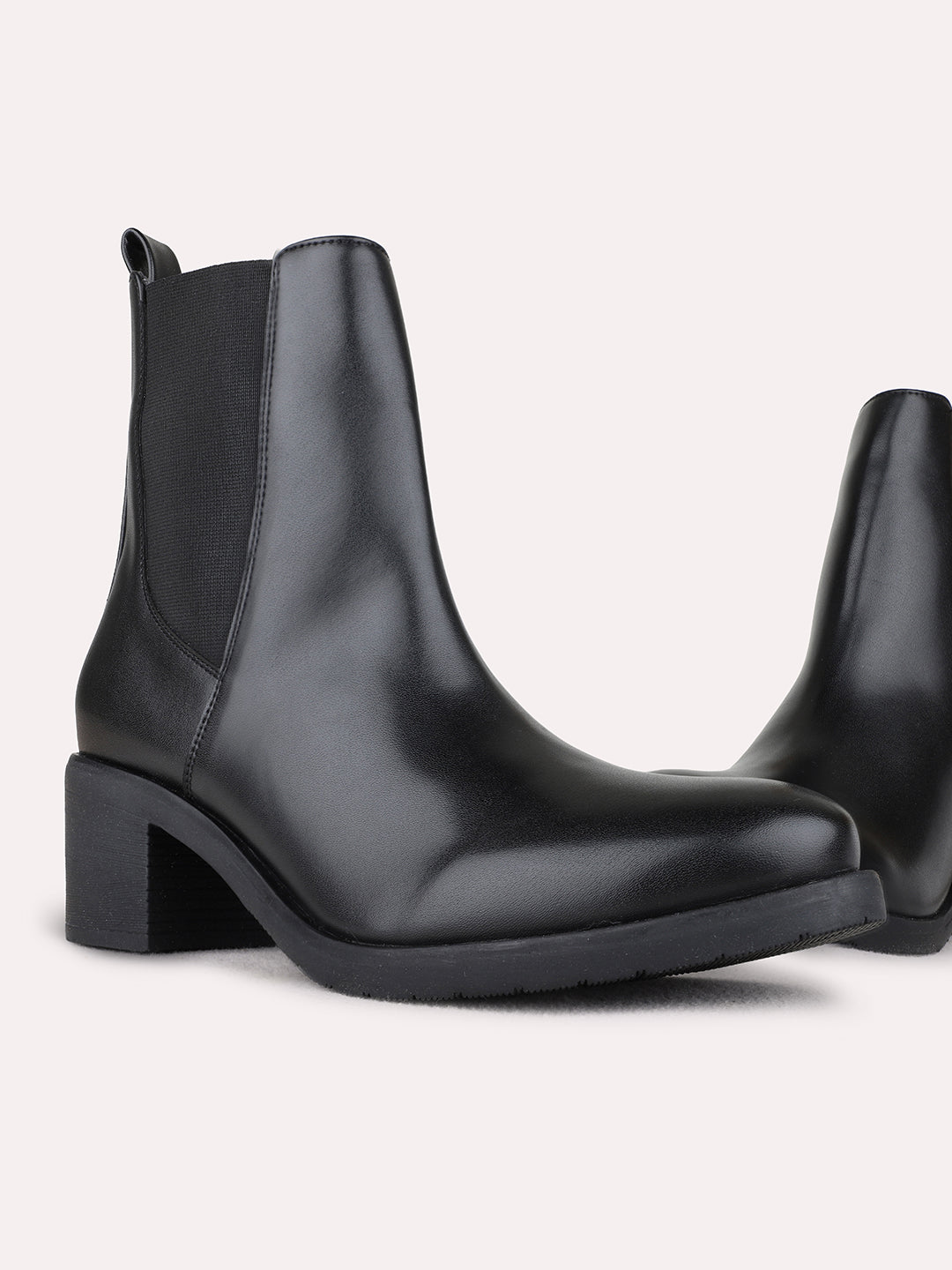 Womens Black Party Wear Solid Round Toe Shape Boots