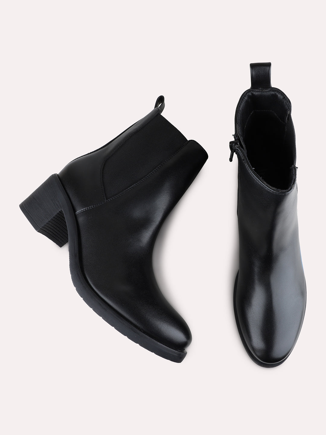 Womens Black Party Wear Solid Round Toe Shape Boots