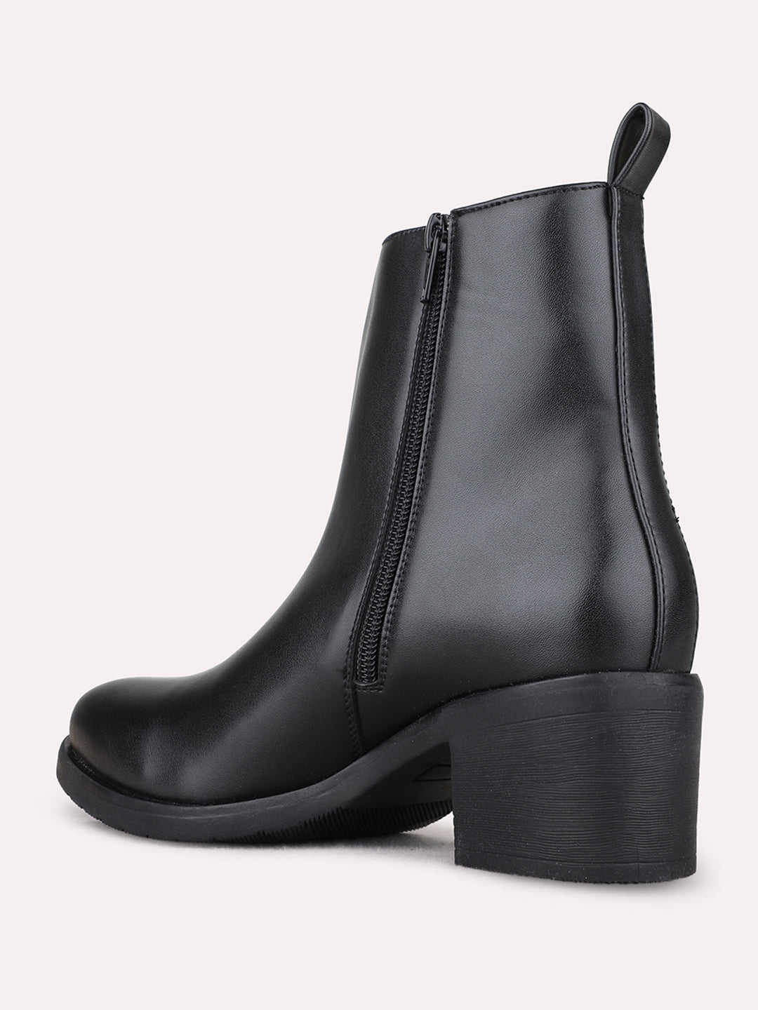 Womens Black Party Wear Solid Round Toe Shape Boots