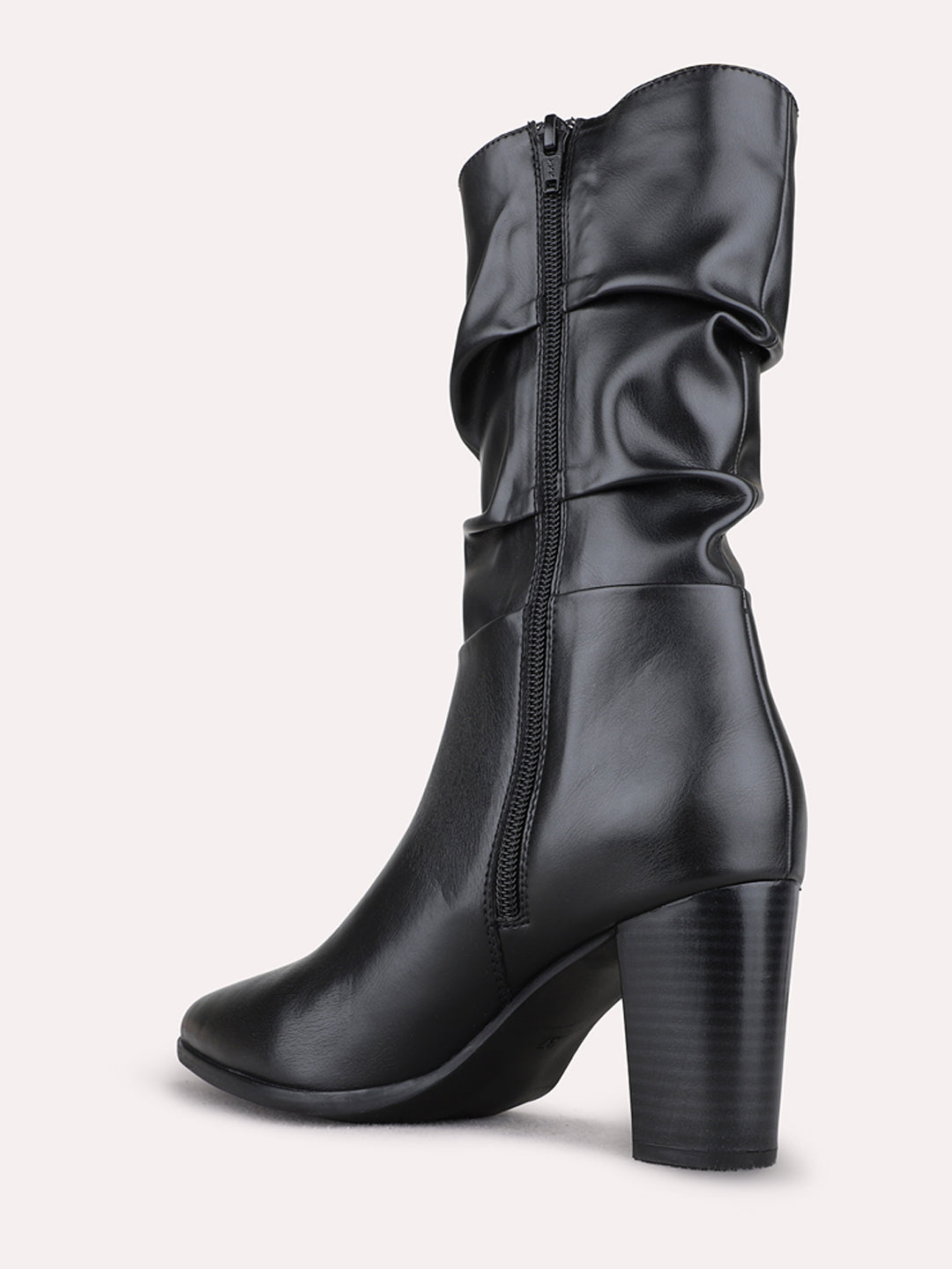 Womens Black Party Wear Solid Pattern Pointed Toe Shape Boots