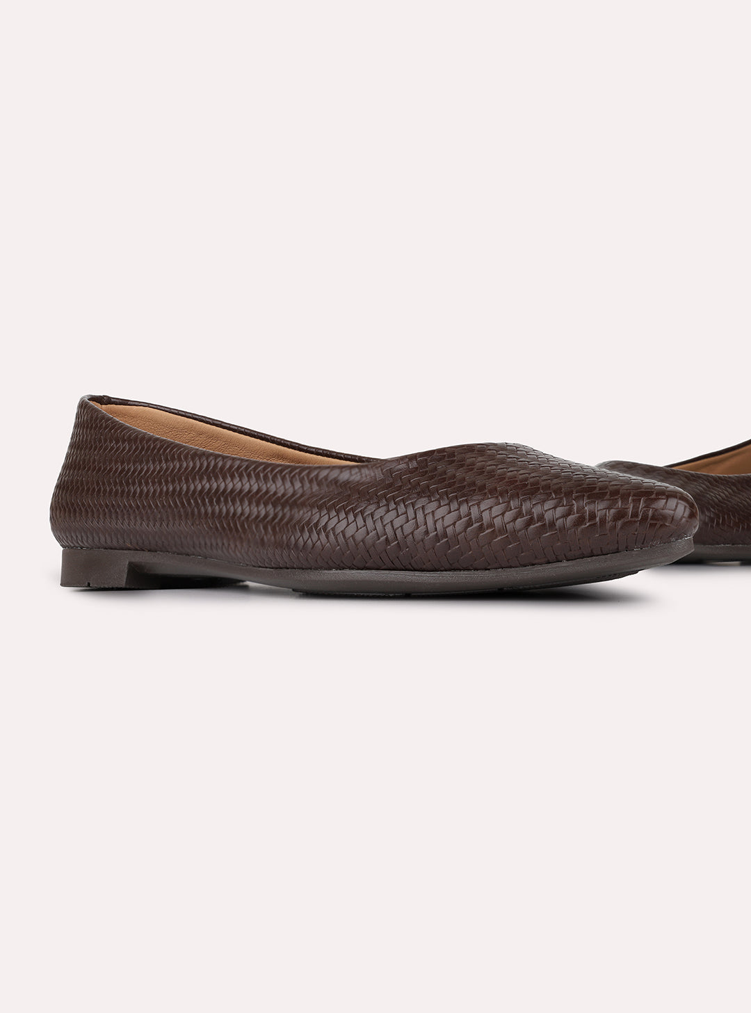 Womens Brown Casual Solid Round Toe Ballerinas