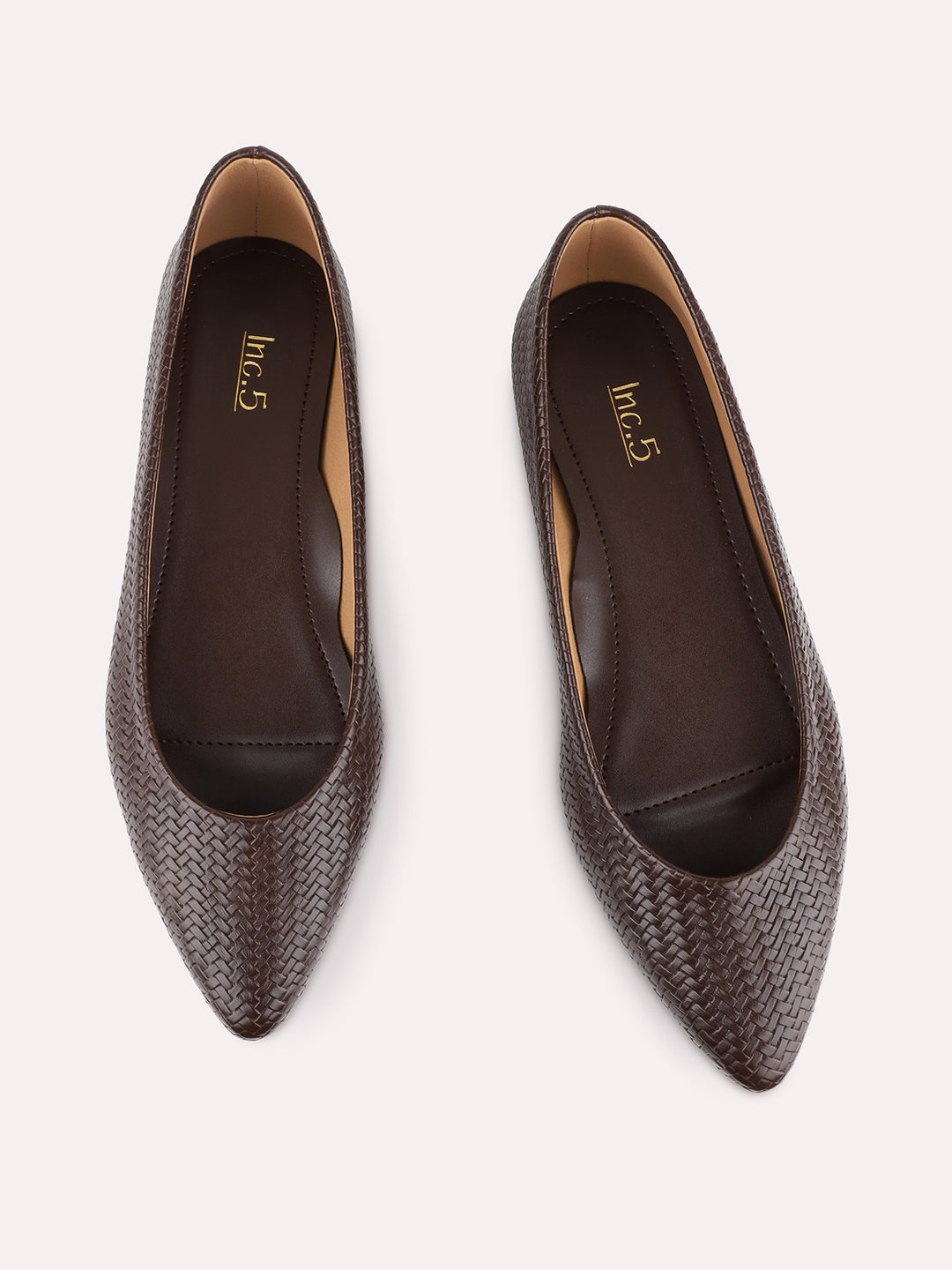 Womens Brown Casual Solid Round Toe Ballerinas