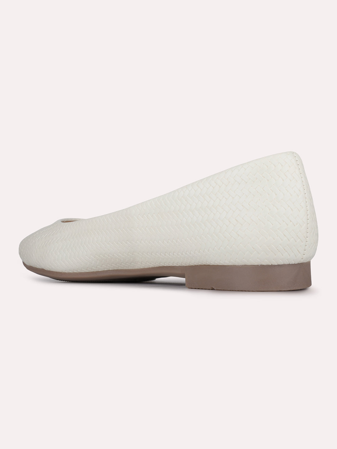 Womens Cream Casual Solid Pattern Round Toe Ballerinas