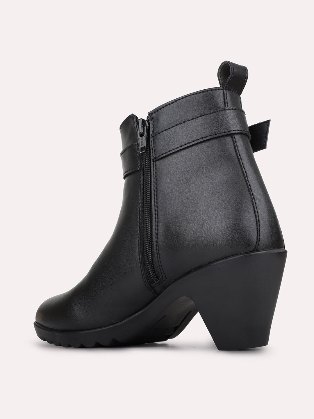 Womens Black Casual Solid Pattern Round Toe Shape Boots