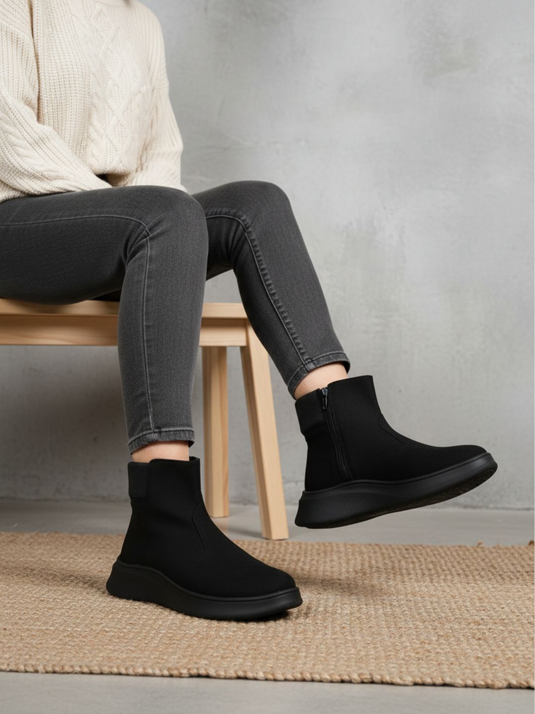 Womens Black Casual Solid Pattern Pointed Boots