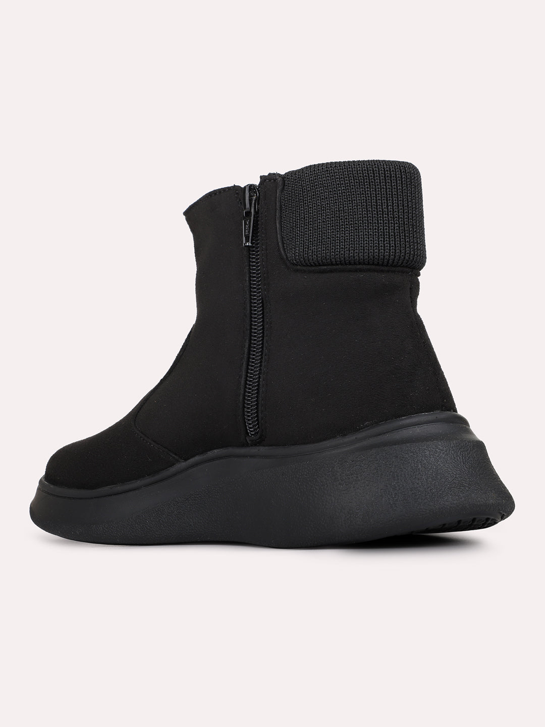 Womens Black Casual Solid Pattern Pointed Boots