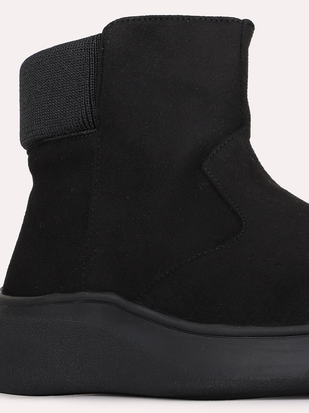 Womens Black Casual Solid Pattern Pointed Boots