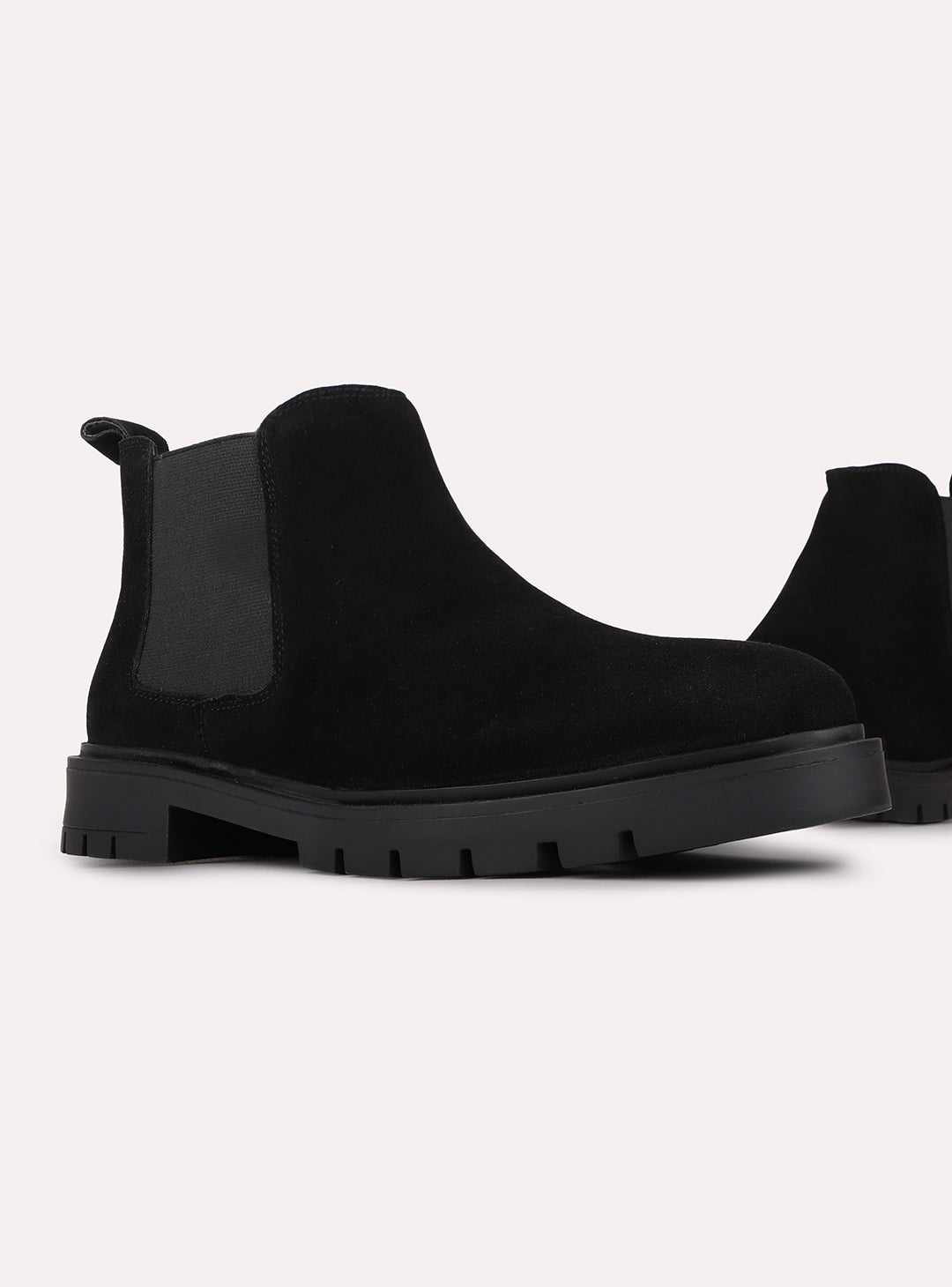Womens Black Casual Solid Pattern Round Toe Shape Boots