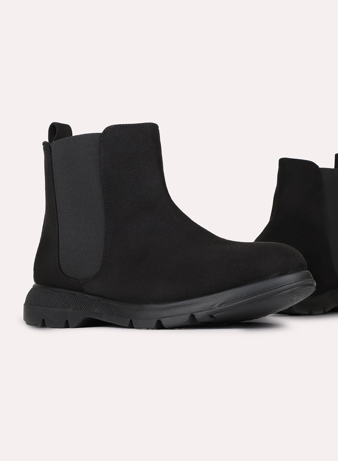 Womens Black Casual Solid Pattern Round Toe Shape Boots
