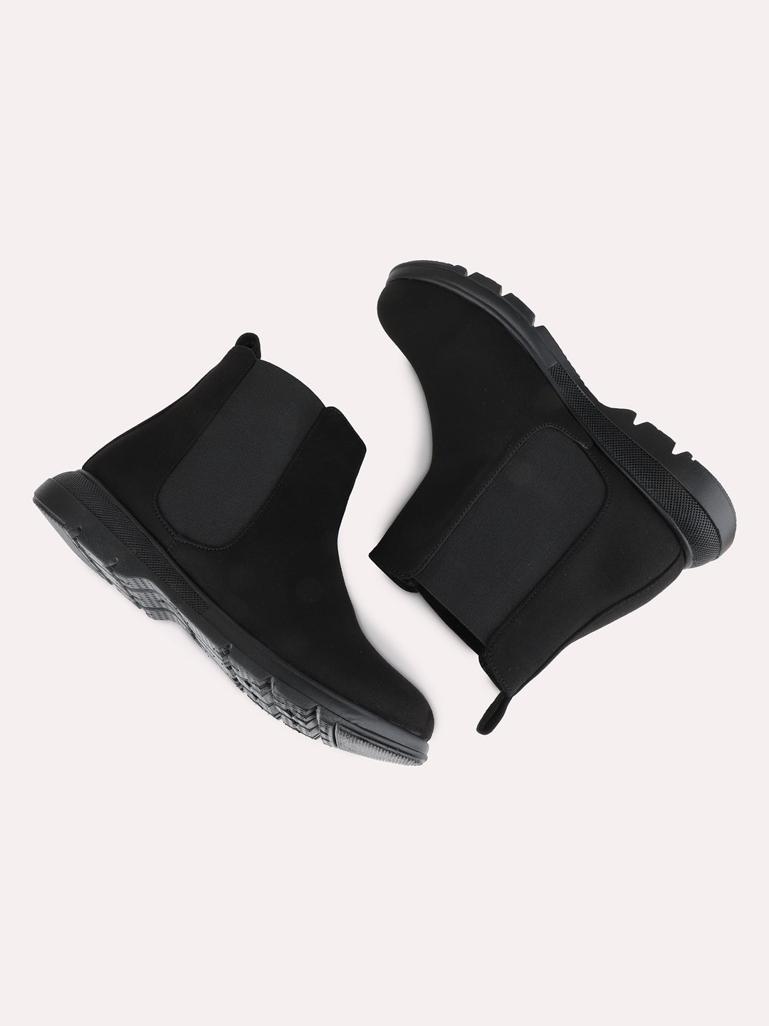 Womens Black Casual Solid Pattern Round Toe Shape Boots