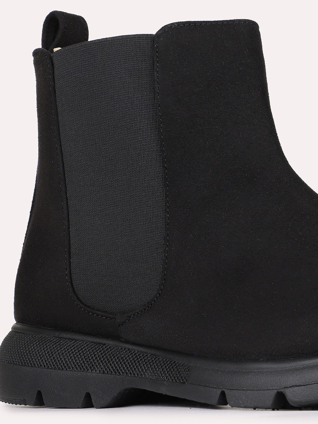 Womens Black Casual Solid Pattern Round Toe Shape Boots
